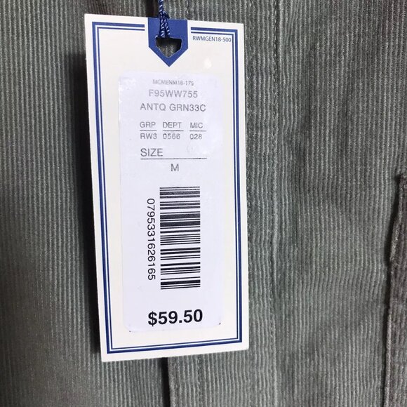 ROWM Mens Medium Long Sleeve Lightweight Corduroy Shirt Olive Green - Picture 5 of 5